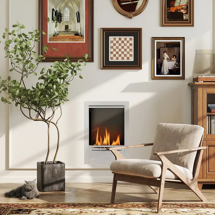 Camino a Bioetanolo da Incasso Capacità 0,9L 48x18x59 cm in Acciaio Argento - immagine 2