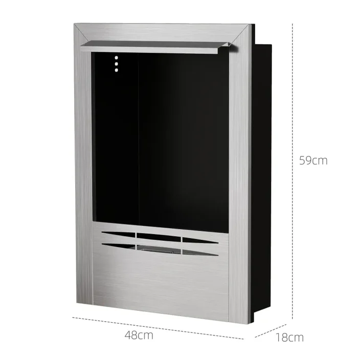 Camino a Bioetanolo da Incasso Capacità 0,9L 48x18x59 cm in Acciaio Argento - immagine 3