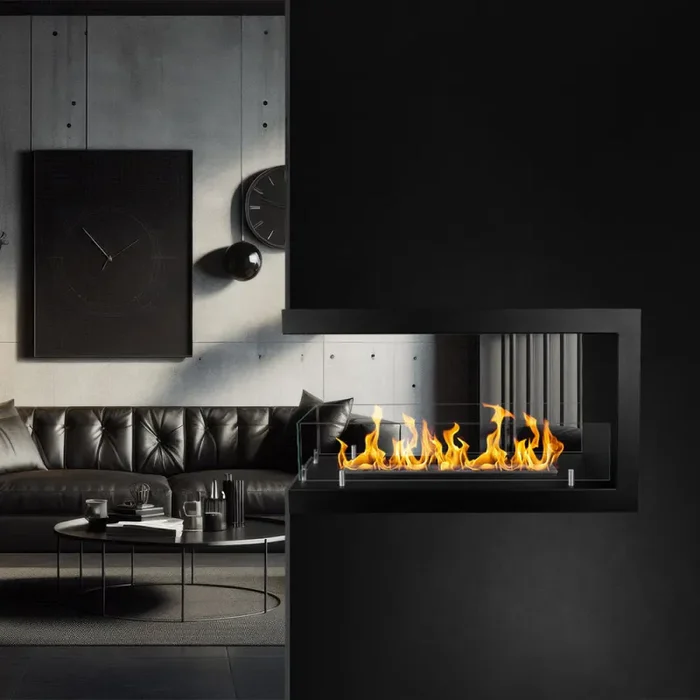 Camino a Bioetanolo da Incasso Trifacciale 90x30x50 cm Maratea 90 Nero - immagine 2