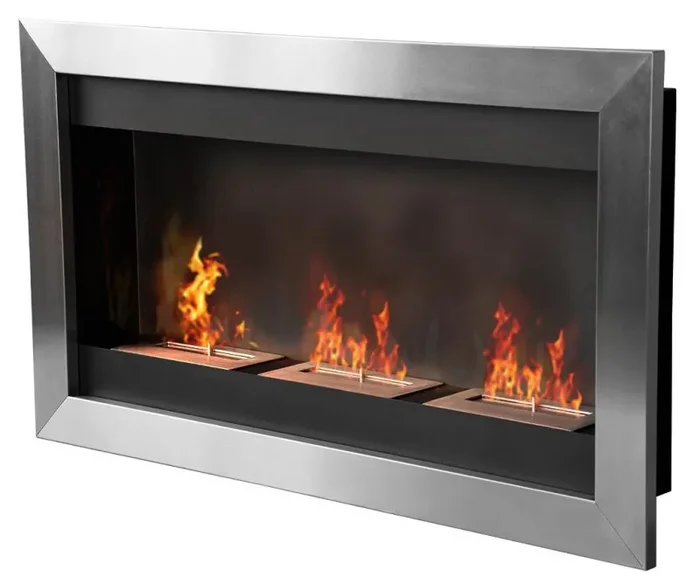 Camino a Bioetanolo da Parete 110×63 cm Inox