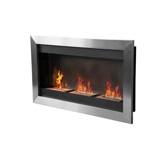 Camino a Bioetanolo da Parete 110×63 cm Inox - immagine 3