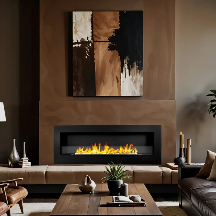 Camino a Bioetanolo da Parete 120x15x41 cm Siena 120 Nero Fornitura - immagine 2