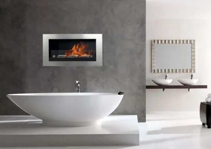 Camino a Bioetanolo da Parete 45×85 cm con Vetro Karlsen Verona Nero - immagine 3