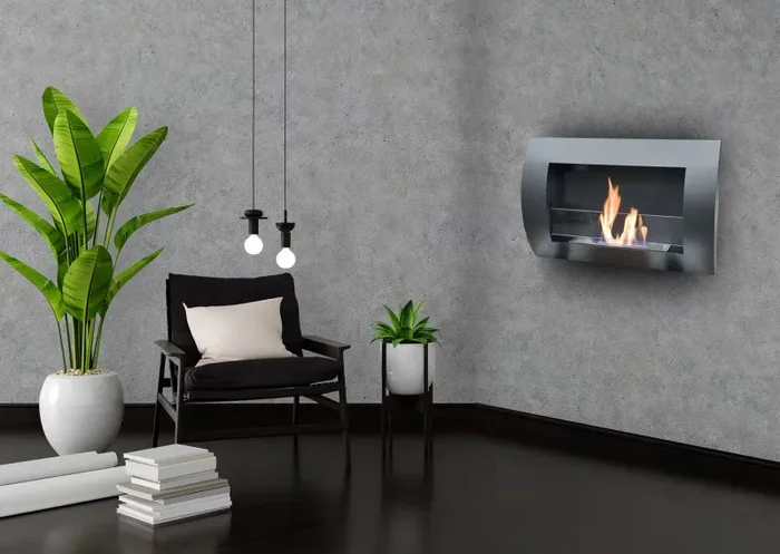 Camino a Bioetanolo da Parete 63×45 cm Bauer Round Nero - immagine 2