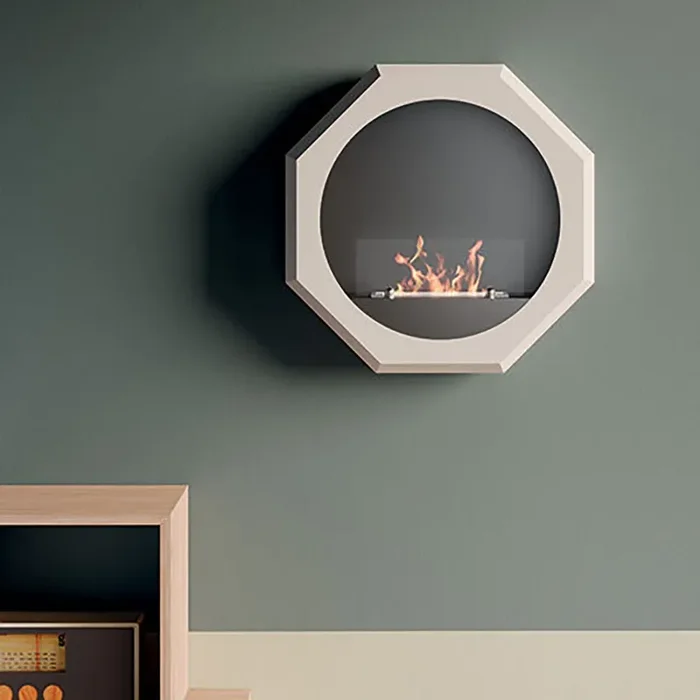 Camino a Bioetanolo da Parete 64,8×15,4×64,8 cm 2000W 1L Palmanova Bianco - immagine 2