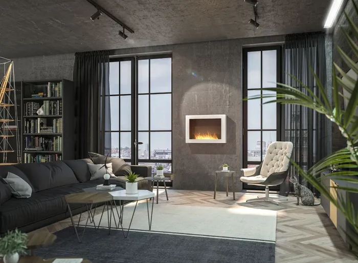 Camino a Bioetanolo da Parete 80x56x16,5 cm Murall 800 Bianco con Vetro In saldo - immagine 2