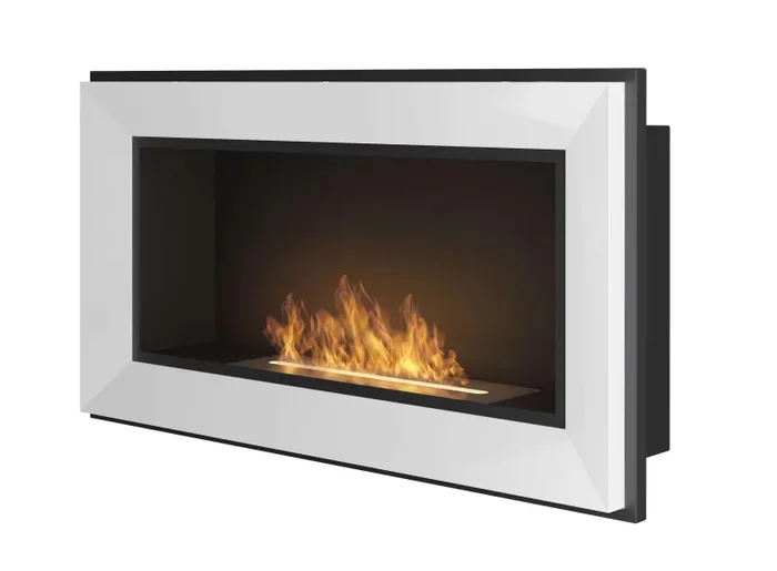Camino a Bioetanolo da Parete 90×49 cm Frame 900 Bianco Vendita calda online