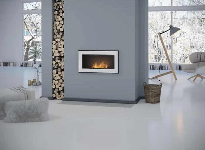 Camino a Bioetanolo da Parete 90×49 cm Frame 900 Bianco Vendita calda online - immagine 2