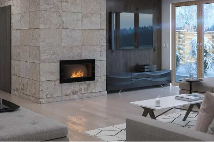 Camino a Bioetanolo da Parete 90×49 cm Frame 900 Nero - immagine 2