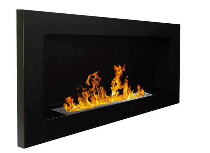 Camino a Bioetanolo da Parete 90x12x40 cm in Acciaio Inox Nero - immagine 2