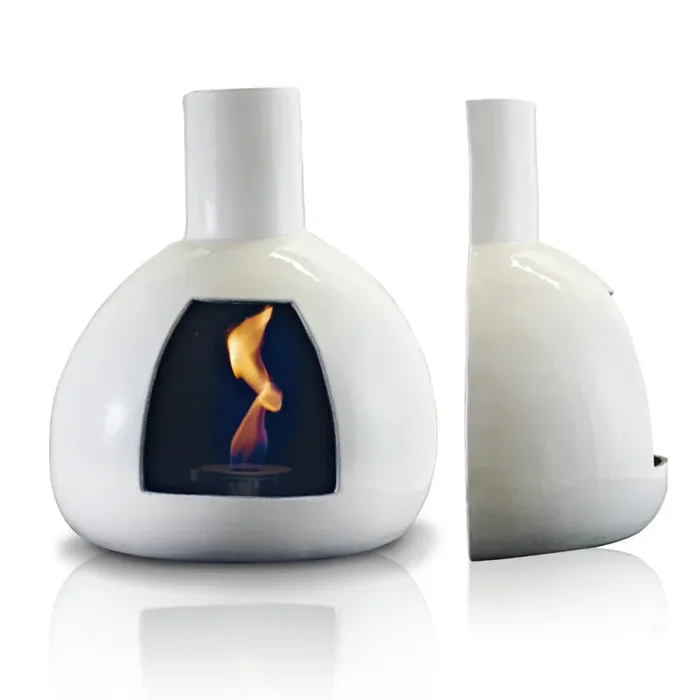 Camino a Bioetanolo da Parete in Ceramica 50×60 cm Ferazzoli Peer Bianco