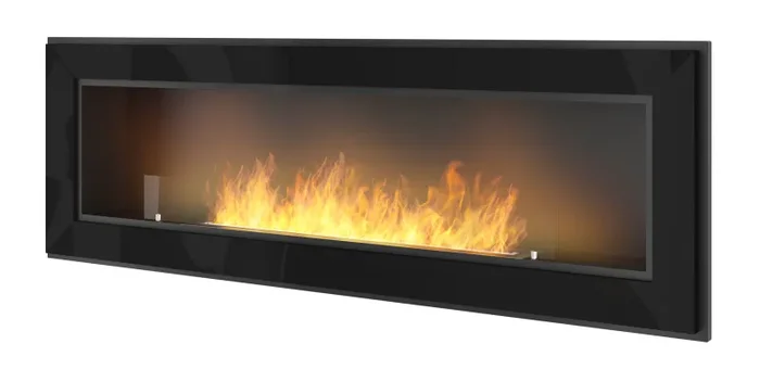 Camino a Bioetanolo da Parete/Incasso 150×49 cm Frame 1500 Nero con Vetro Saldi