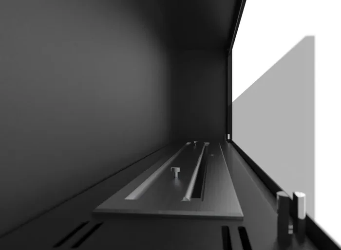 Camino a Bioetanolo da Parete/Incasso 150×49 cm Frame 1500 Nero con Vetro Saldi - immagine 3