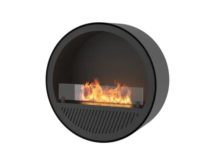 Camino a Bioetanolo da Parete Ø72,4×30 cm Incyrcle Slim Wall Nero