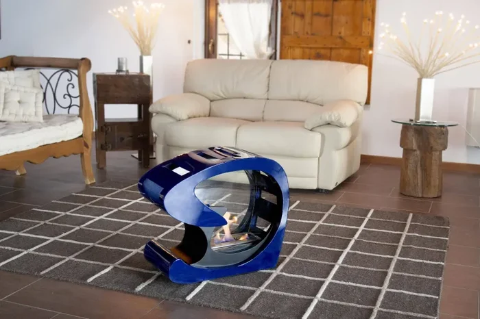 Camino a Bioetanolo da Pavimento 3500W Vannini Evita Statica Blu Fornitura - immagine 2