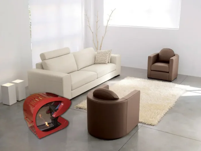 Camino a Bioetanolo da Pavimento 3500W Vannini Evita Statica Bordeaux - immagine 2