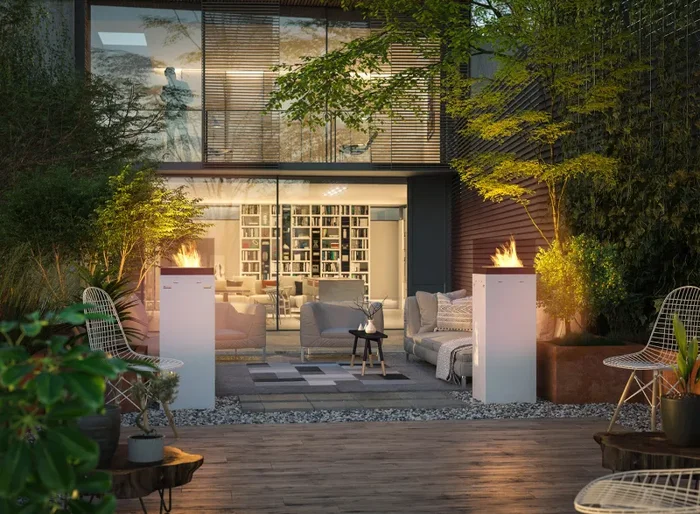 Camino a Bioetanolo da Pavimento 36x36x115 cm Instate 1150 Bianco con Vetro - immagine 2