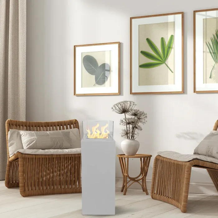 Camino a Bioetanolo da Pavimento 40x40x145 cm per Esterno Ischia Bianco - immagine 3