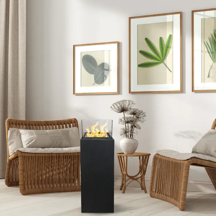 Camino a Bioetanolo da Pavimento 40x40x145 cm per Esterno Ischia Nero - immagine 3