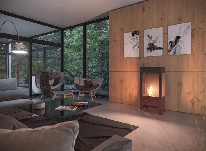 Camino a Bioetanolo da Pavimento 50x110x37,5 cm Incoza 3 Nero con Vetro Online ora - immagine 2