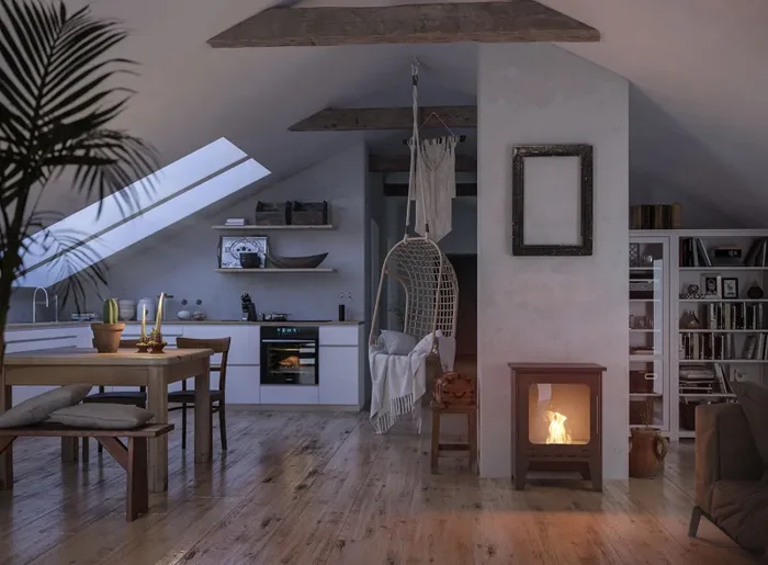 Camino a Bioetanolo da Pavimento 54×72,5×37,5 cm Incoza 1 Nero con Vetro - immagine 2