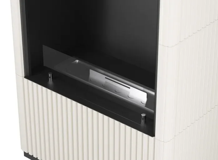 Camino a Bioetanolo da Pavimento 65x29x132 cm Intiled Bianca con Vetro - immagine 3