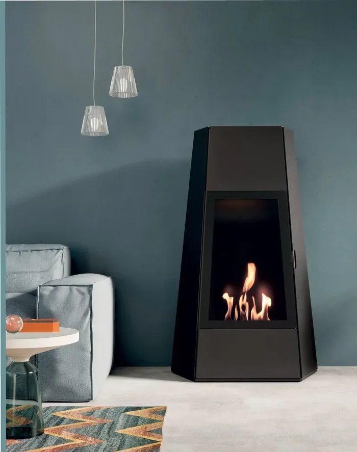 Camino a Bioetanolo da Pavimento 73×43,8×121 cm Karlsen Shanghai Nero - immagine 2