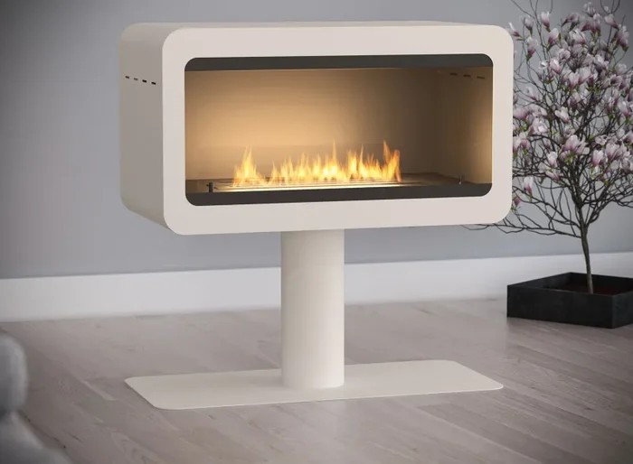 Camino a Bioetanolo da Pavimento 82×44 cm Inecco Bianco con Vetro - immagine 3