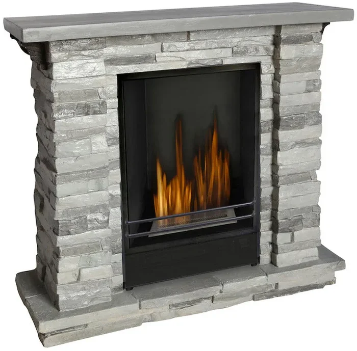 Camino a Bioetanolo da Pavimento 90x30x80 cm Tugullio Effetto Pietra Grigio Online