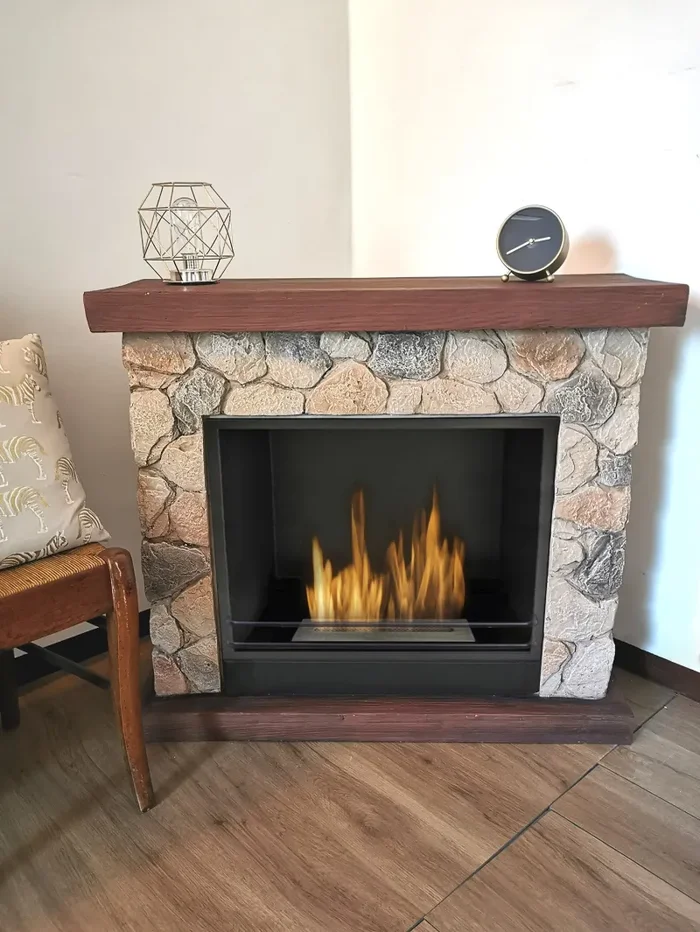 Camino a Bioetanolo da Pavimento 90x30x80 cm Vannini Sasso - immagine 2