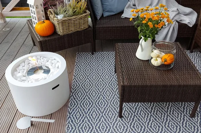 Camino a Bioetanolo da Pavimento Ø47,5 cm in Acciaio Bianco - immagine 2