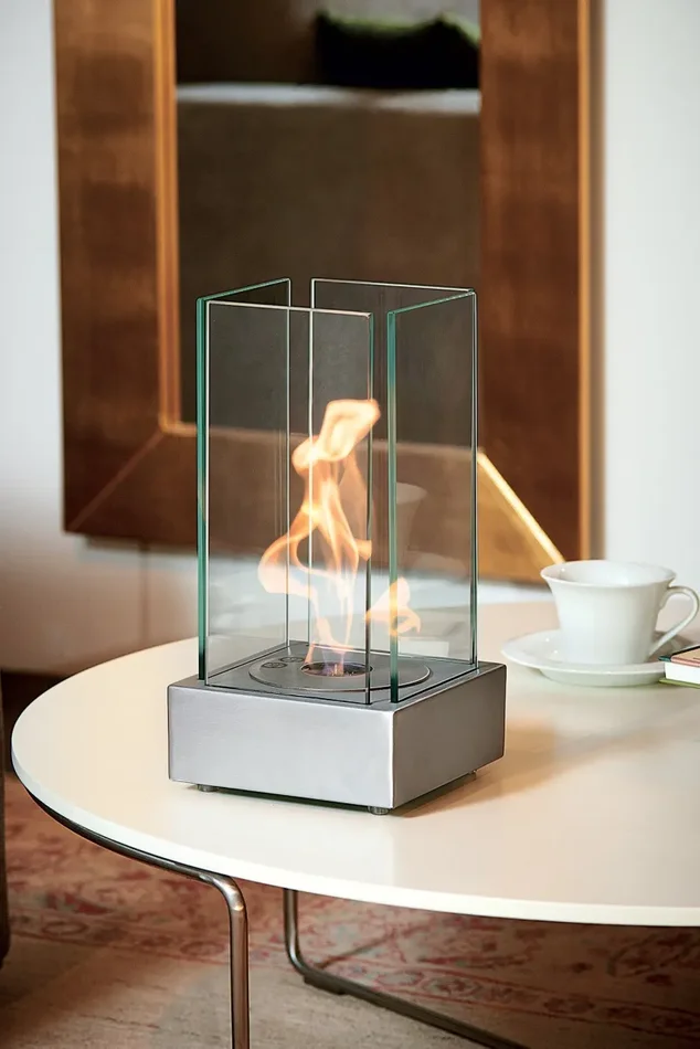 Camino a Bioetanolo da Tavolo 18x18x35 cm Aosta Acciaio - immagine 2