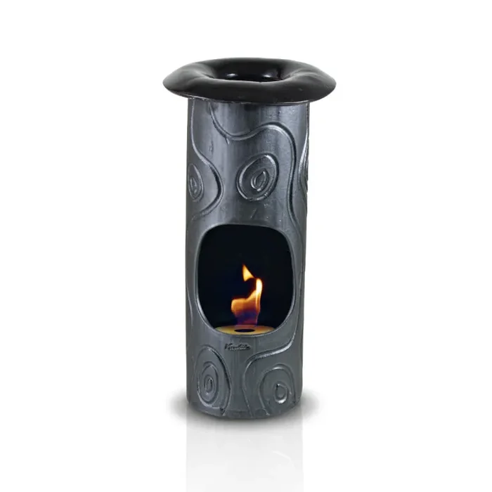 Camino a Bioetanolo da Tavolo in Ceramica 19×60 cm Ferazzoli Tondo Piombo