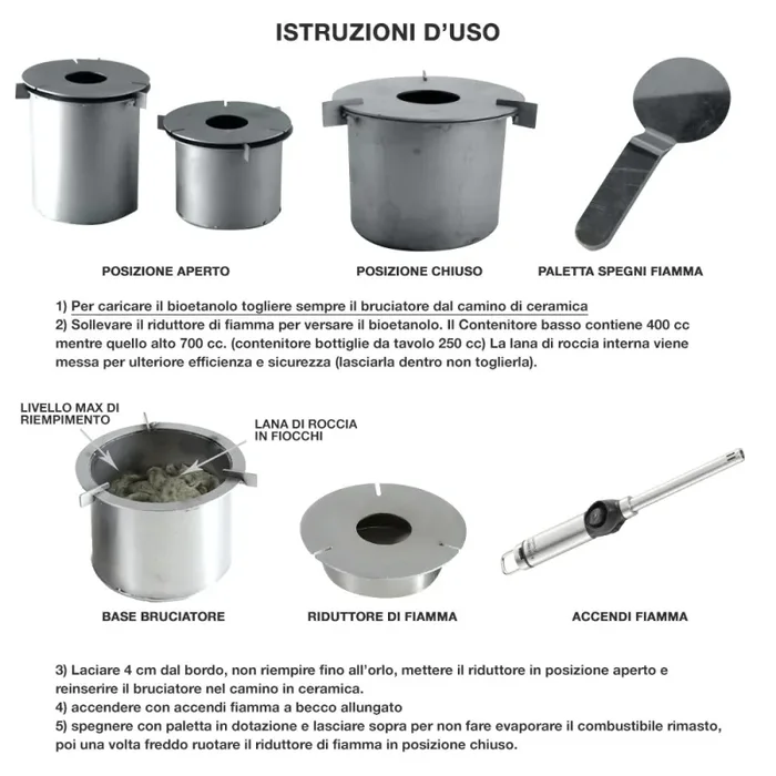 Camino a Bioetanolo da Tavolo in Ceramica 30×35 cm Ferazzoli Ovetto Rosso - immagine 3