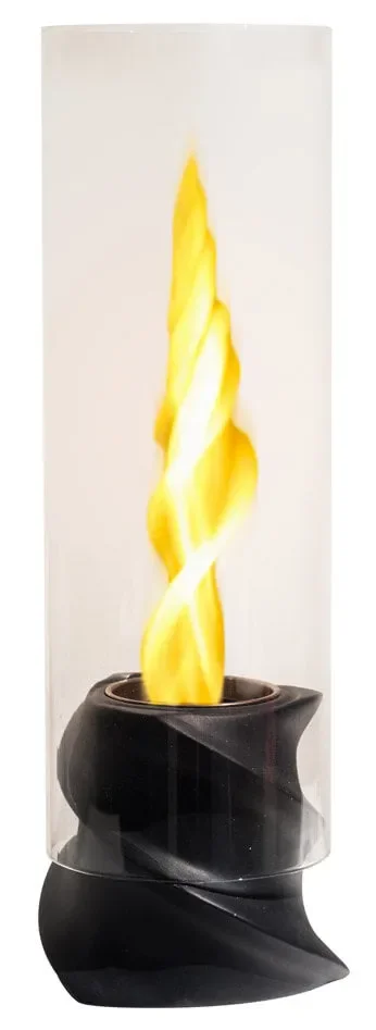 Camino a Bioetanolo da Tavolo Ø14,5×46,5 cm in Acciaio Ceramica e Vetro Nero
