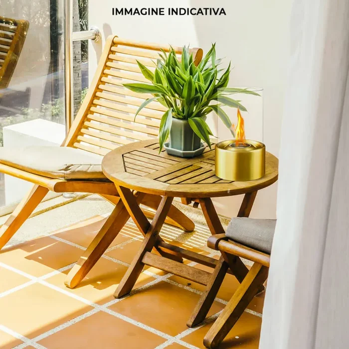 Camino a Bioetanolo da Tavolo Ø16×27 cm in Acciaio e Vetro Silver - immagine 2