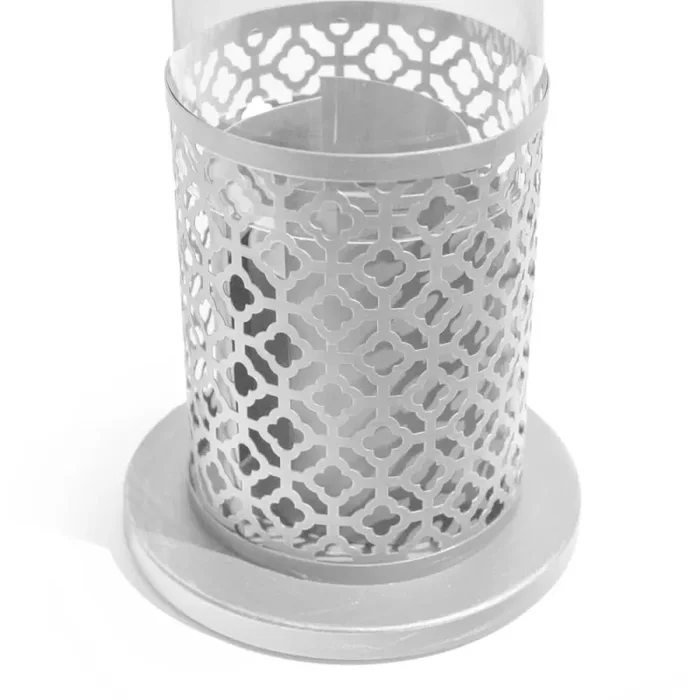 Camino a Bioetanolo da Tavolo Ø20×49,5 cm in Acciaio e Vetro Bianco Moda - immagine 2