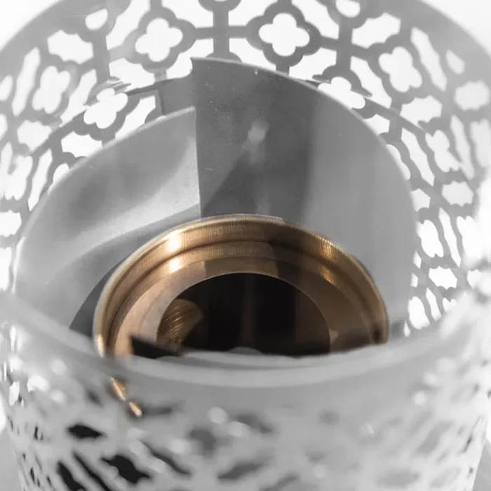 Camino a Bioetanolo da Tavolo Ø20×49,5 cm in Acciaio e Vetro Bianco Moda - immagine 3