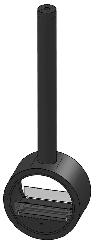 Camino a Bioetanolo Sospeso 218,7xØ70×35 cm Incyrcle 2Side Nero con Vetro - immagine 2