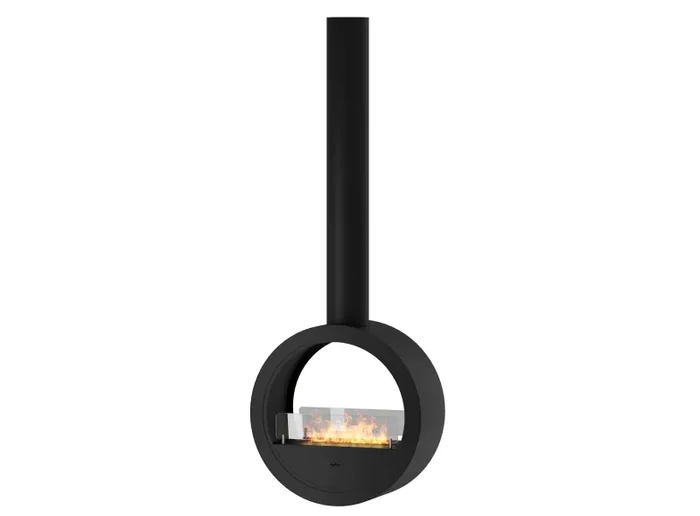 Camino a Bioetanolo Sospeso 218,7xØ70×35 cm Incyrcle 2Side Nero con Vetro - immagine 3