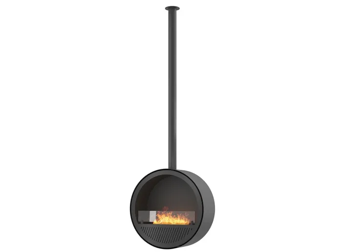 Camino a Bioetanolo Sospeso Ø72,4x30x220,4 cm Incyrcle Slim Nero