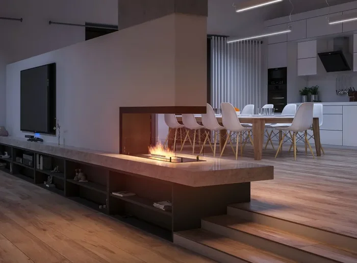 Camino a Bioetanolo Trifacciale da Incasso 100×50 cm Inside U 1000 V1 Nero con Vetro - immagine 2