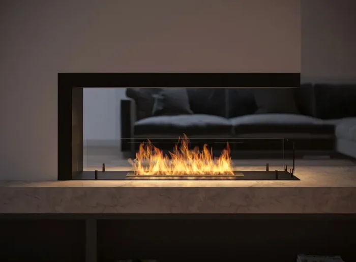 Camino a Bioetanolo Trifacciale da Incasso 100×50 cm Inside U 1000 V1 Nero con Vetro - immagine 3