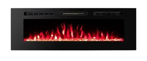 Camino Elettrico da Incasso 46,5×165,1×12,1 cm Effetto Fiamma 1500W Amadeo 65 Nero