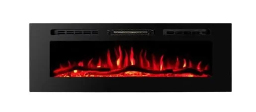 Camino Elettrico da Incasso 46,5×165,1×12,1 cm Effetto Fiamma 1500W Amadeo 65 Nero - immagine 2