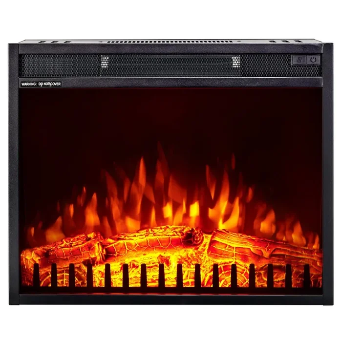 Camino Elettrico da Incasso 47,5×58,5×18 cm Effetto Fiamma 1500W Vienna 23 Nero - immagine 2