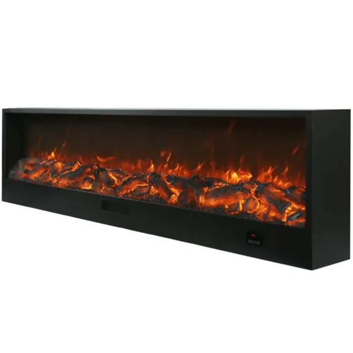 Camino Elettrico da Incasso 50,7x20x300 cm 1500W Effetto Fiamma Sined Etna Nero Vendita calda
