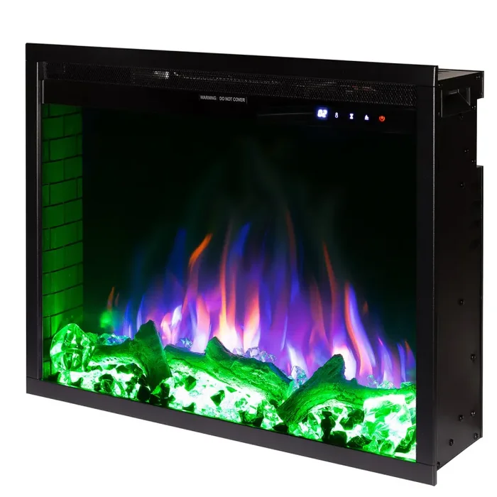 Camino Elettrico da Incasso 50,8×64,6×19,5 cm Effetto Fiamma 1500W Thomas Nero - immagine 2