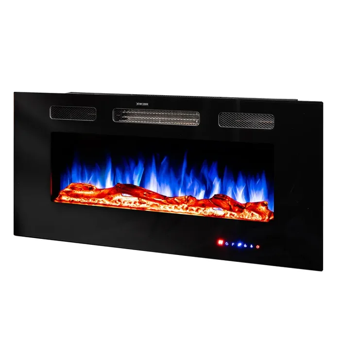 Camino Elettrico da Incasso 54,4×91,5×14 cm Effetto Fiamma 1500W Adeli Nero