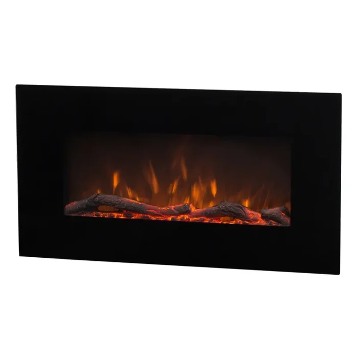 Camino Elettrico da Parete 45x84x14 cm Effetto Fiamma 1500W Marcus Nero In saldo